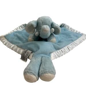 My Banky Lovey Elephant Paul Plush Security Blanket Blue Satin Trim Edge 23”